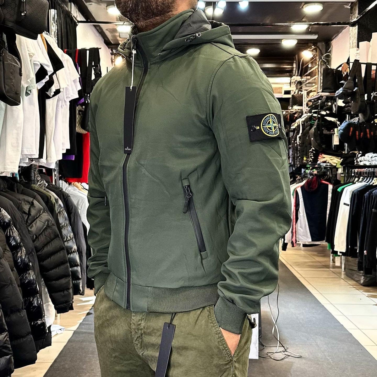 Stone Island Μπουφάν Shoft Shell Χακί